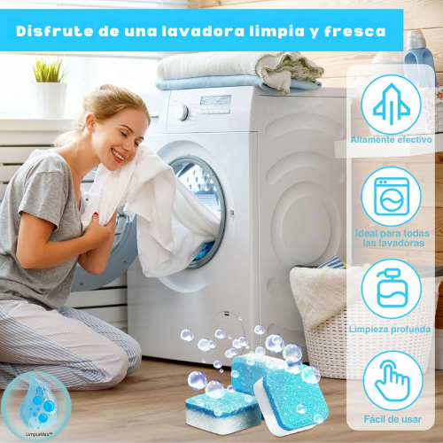 LimpiaMax™ Pastilla Lavadora - Mantén tu lavadora limpia y tu ropa oliendo a fresco