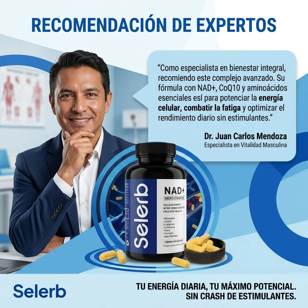 Beneficios de Selerb NAD+ para hombres: energía, circulación y próstata