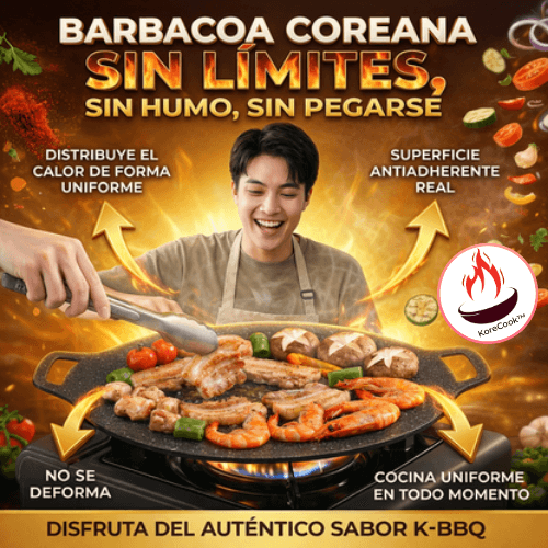 KoreCook™ – Plancha / Sarten Koreano Antiadherente 32cm - Cocina sin que nada se pegue