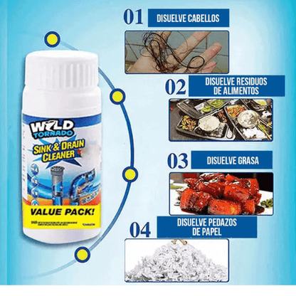 Wild Tornado Polvo Limpiador De Drenaje
