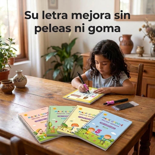 Trazo Mágico – Su letra mejora sin peleas ni goma - Set Cuaderno Magic Caligrafía