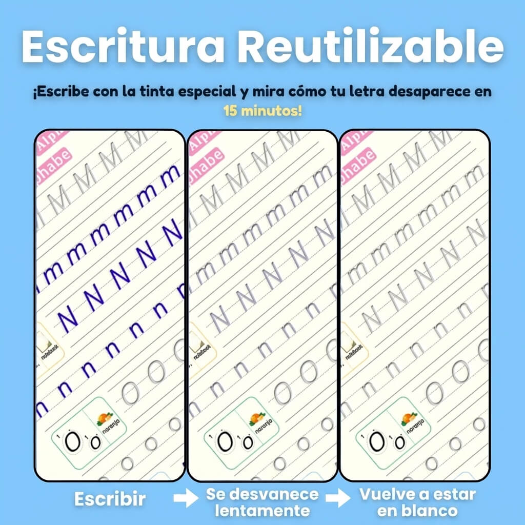 Trazo Mágico – Su letra mejora sin peleas ni goma - Set Cuaderno Magic Caligrafía